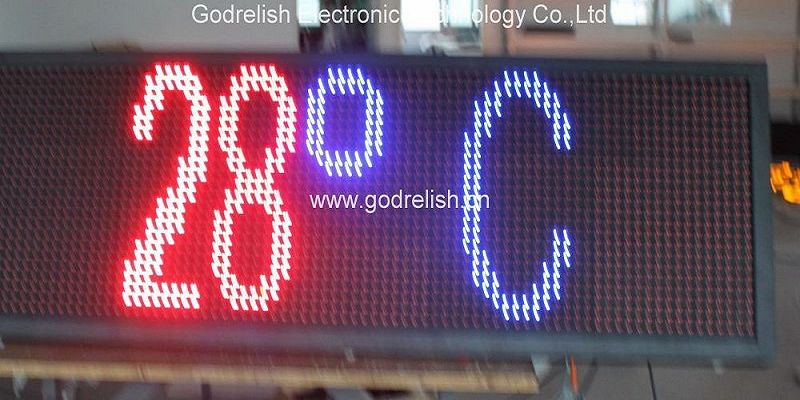 led display with temperature