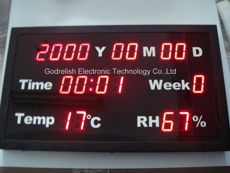 Led day date calendar clock