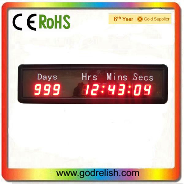 1 inch 9 digital DDD:HH:MM:SS countdown countup led timer
